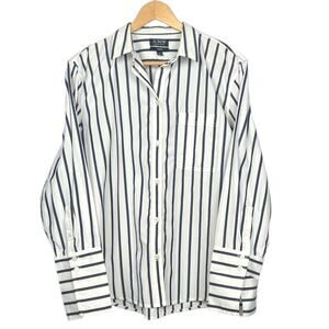 J.Crew Women's Size 12 Garcon Organic Cotton Gray Button-Up Shirt French Cuff